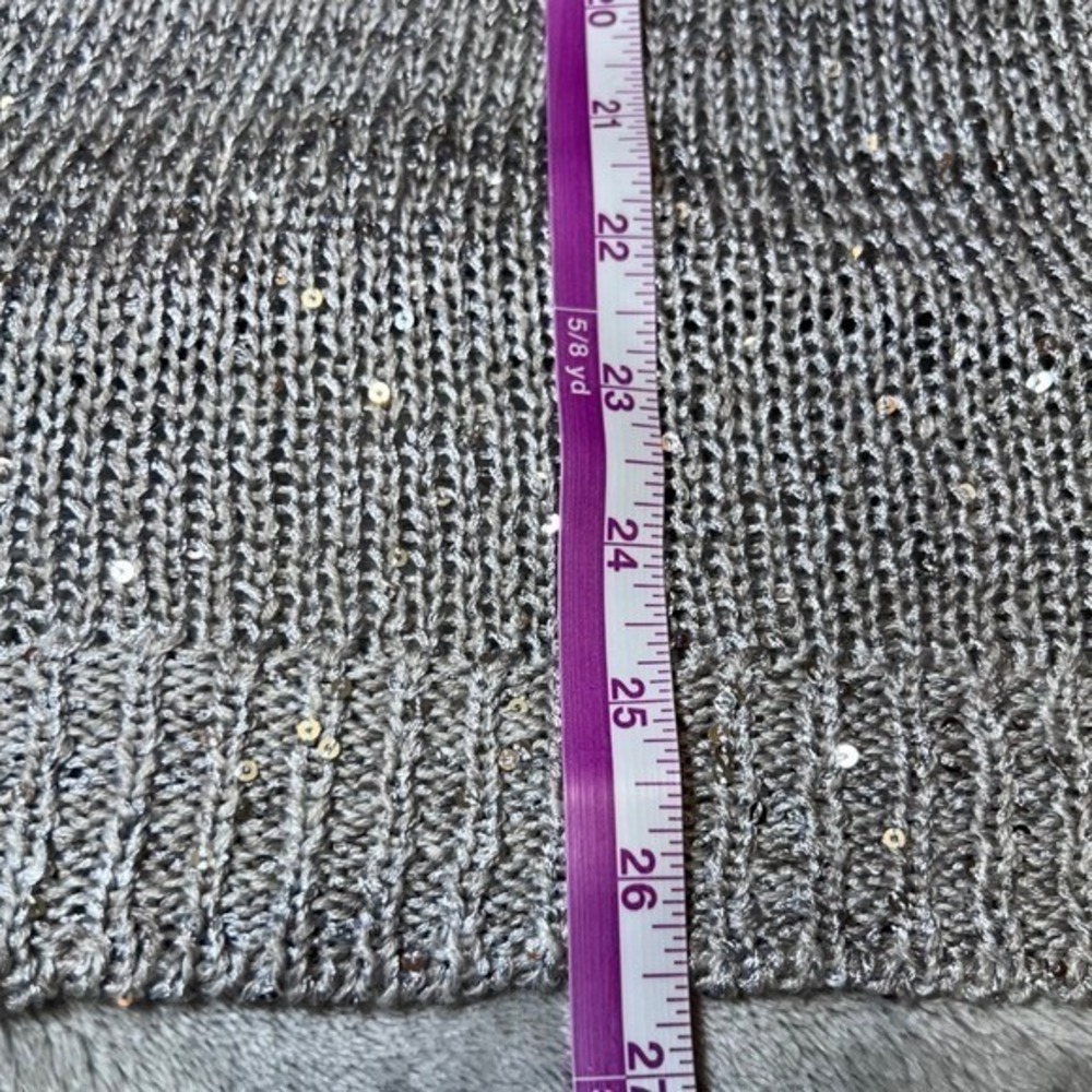 Liz Claiborne Womens Size XL V Neck Sweater Silver Sequin Knit Sparkly Chic - Picture 8 of 8